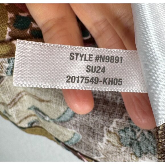 Madewell Shirred Cap-Sleeve Top in Brushstroke Monstera linen floral sz‎ XL - Picture 8 of 8